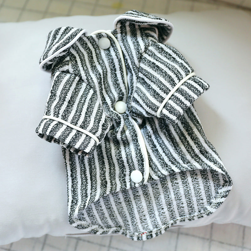 Dress Your Pet in Style with Striped Cotton and Linen Pajamas!