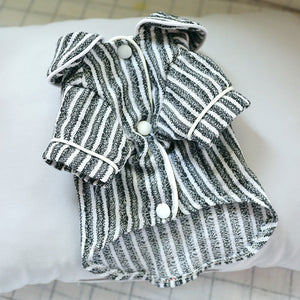 Dress Your Pet in Style with Striped Cotton and Linen Pajamas!