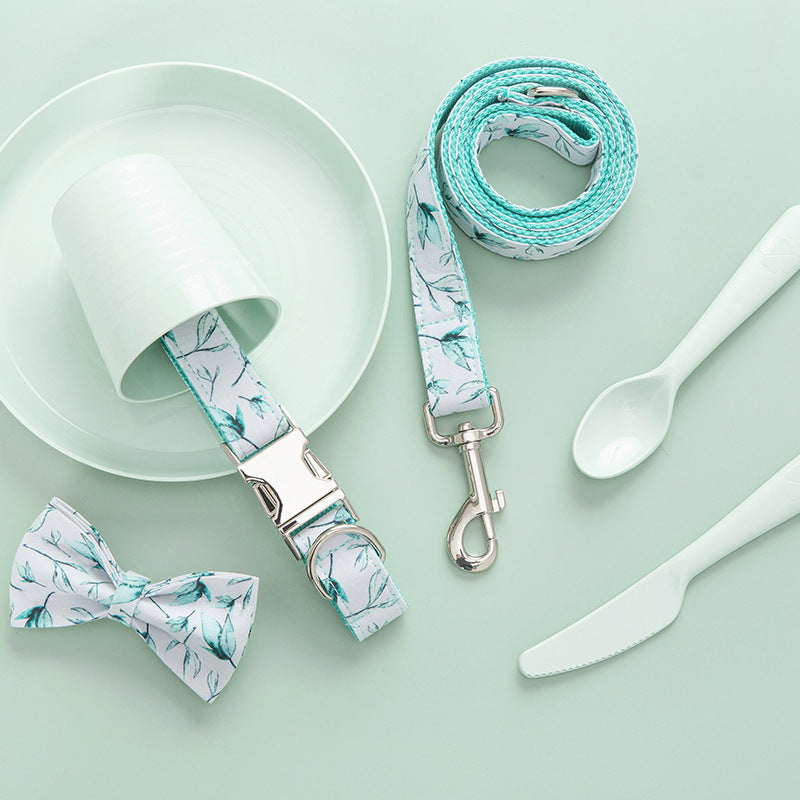 Personalized Adjustable Tree Leaf Printed Dog Collar