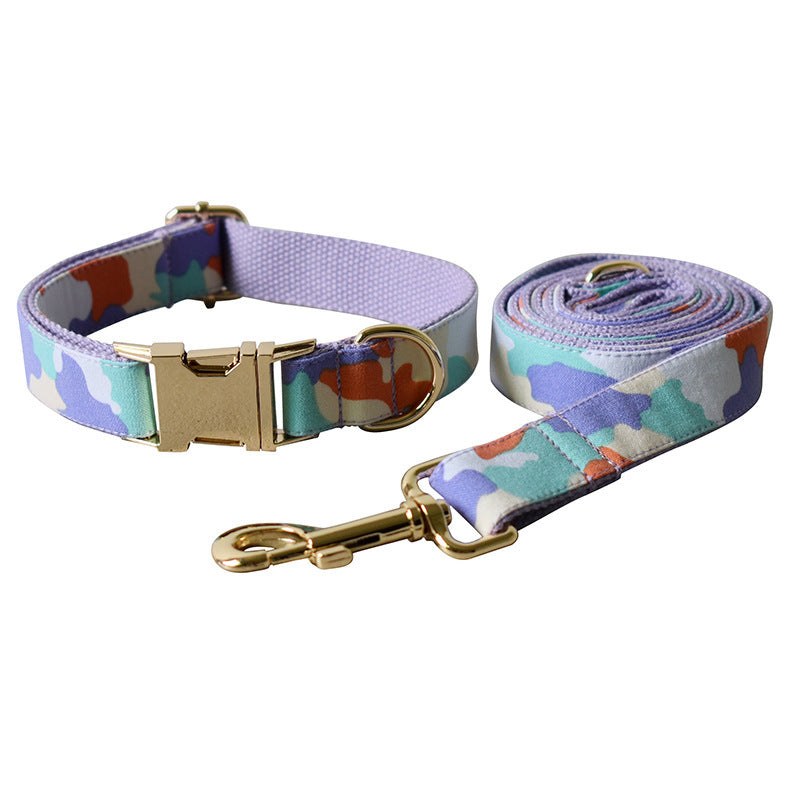Purple Camouflage Bow Dog Hoop Metal Buckle