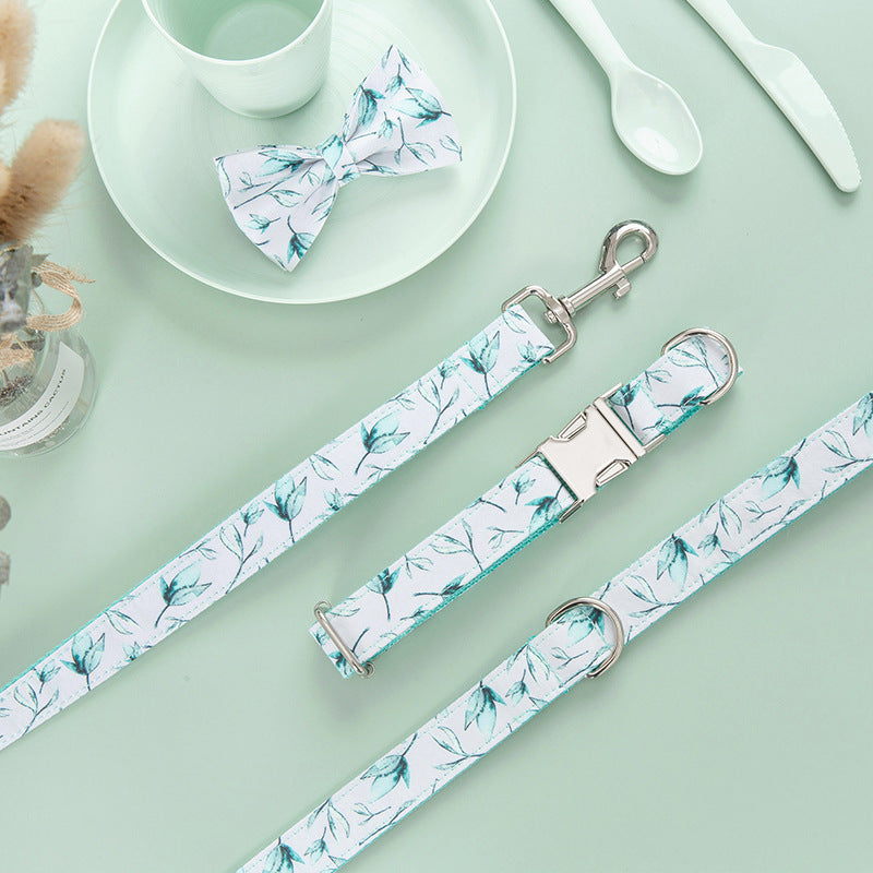 Personalized Adjustable Tree Leaf Printed Dog Collar