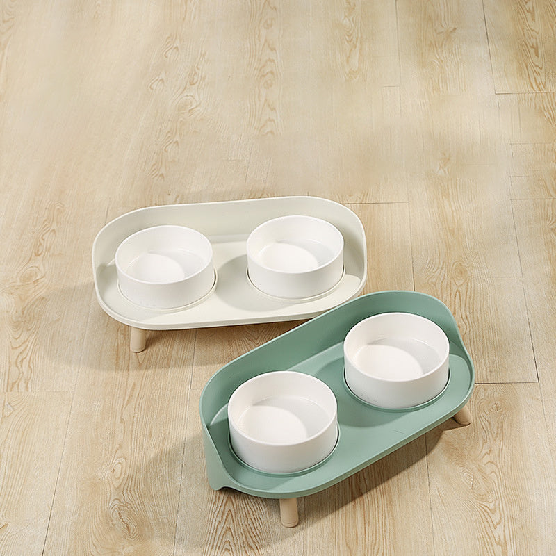 Pet Bowl Tilted Cat Double Bowls